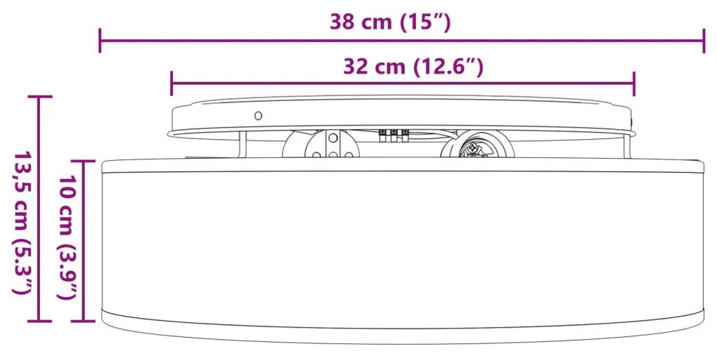 Süllyesztett Mennyezeti Lámpák Fehér Ø 38 cm Szövet E27