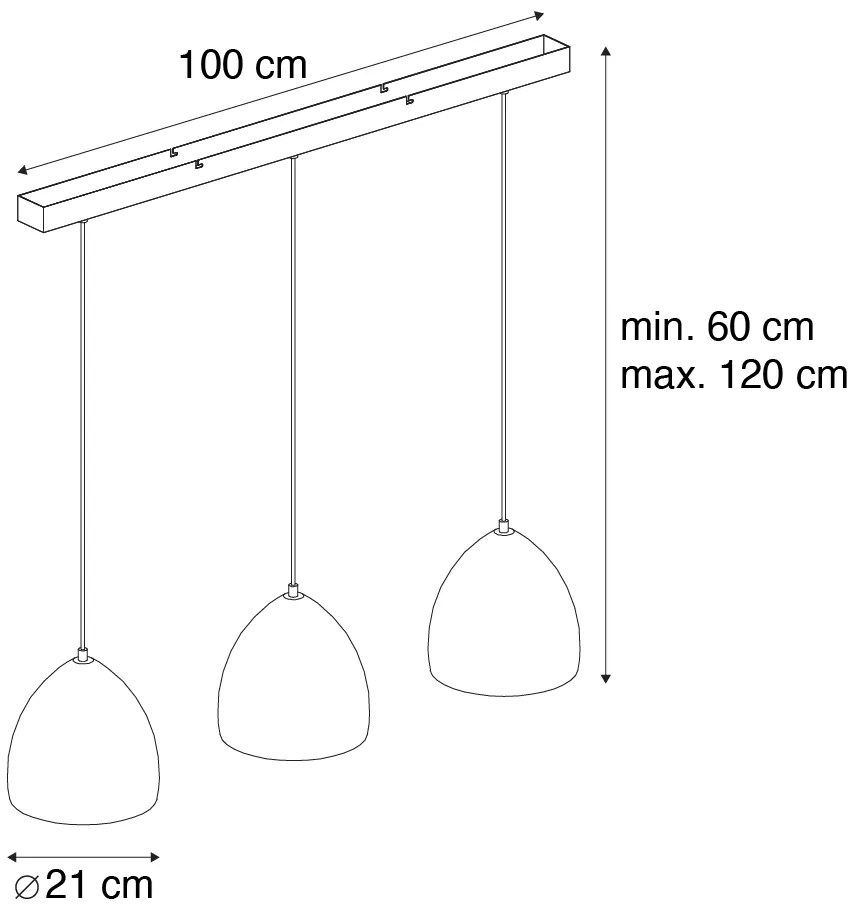 Modern fekete függőlámpa szürke betonnal, 3 égős - Eton