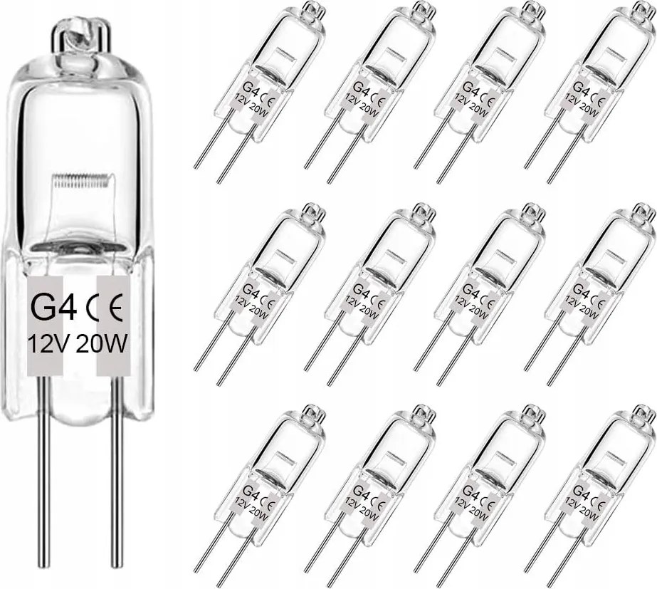 Halogén izzó stift G4 12V 20W halogén Izzó Kapszula 12db