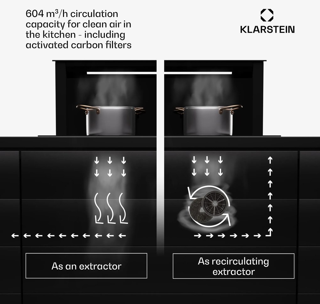 Klarstein Royal Flush Eco 75, páraelszívó, 75 cm, 714 m³/h, EEK A++