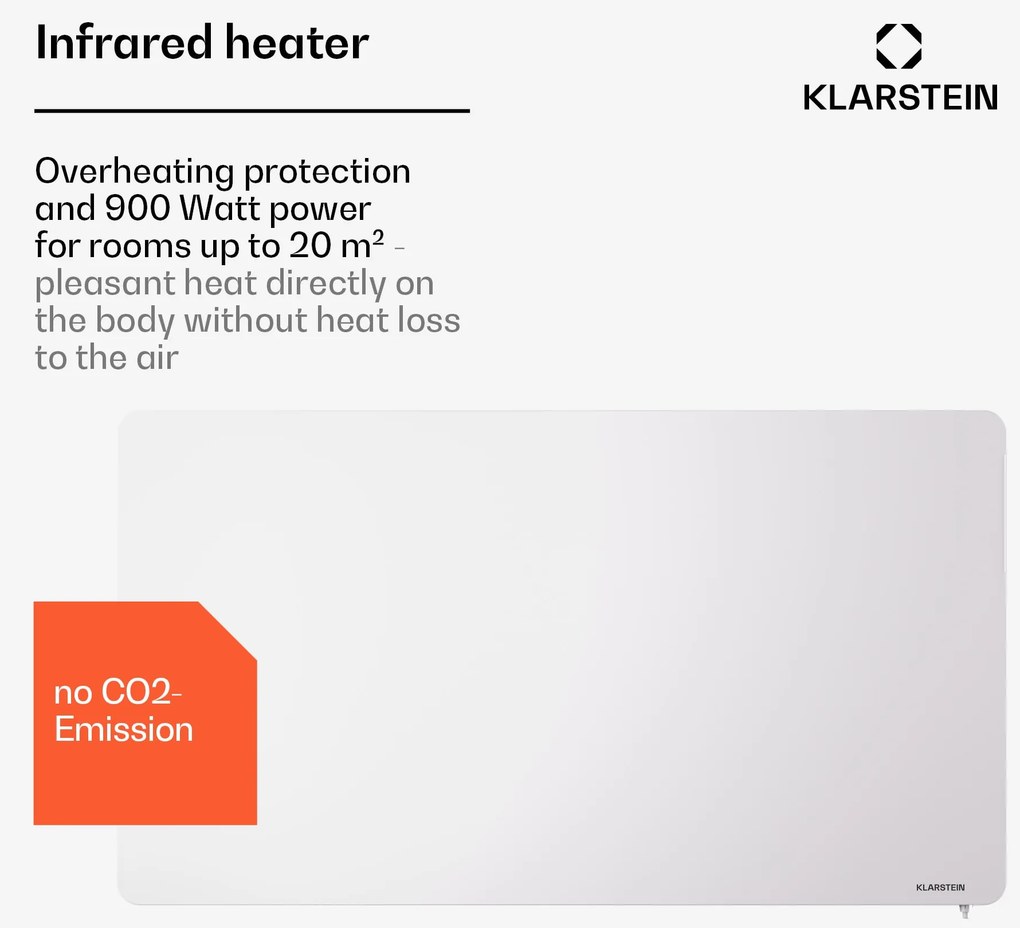 Klarstein Wonderbeam 900 Hybride Infravörös hősugárzó 108 x 60 cm 900 W Heti időzítő Távirányító