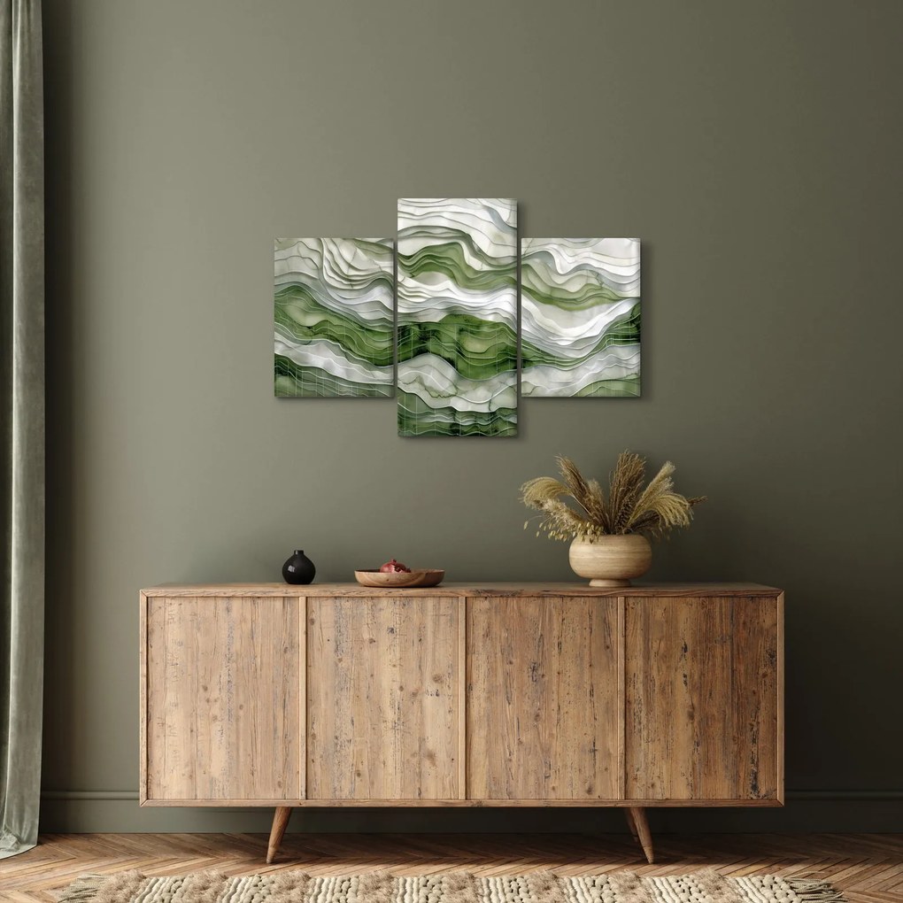 Kép - Zöld és fehér fodrok (90x60 cm)
