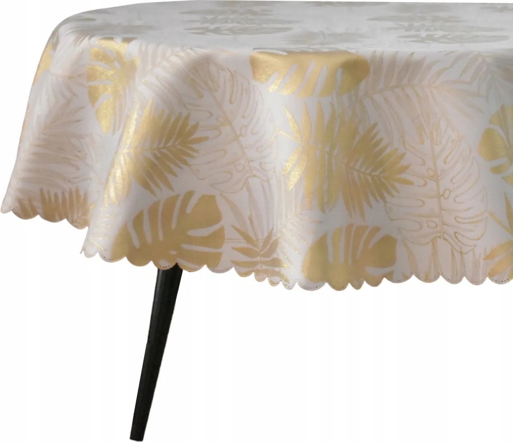 Abrosz Foltálló Ovális 140X270 CM Fehér Monster Arany Levelek Ovális Karácsony