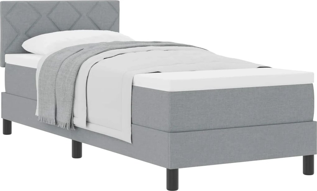 vidaXL Boxrugós ágy matracmal Világosszürke 80 x 200 cm szövet
