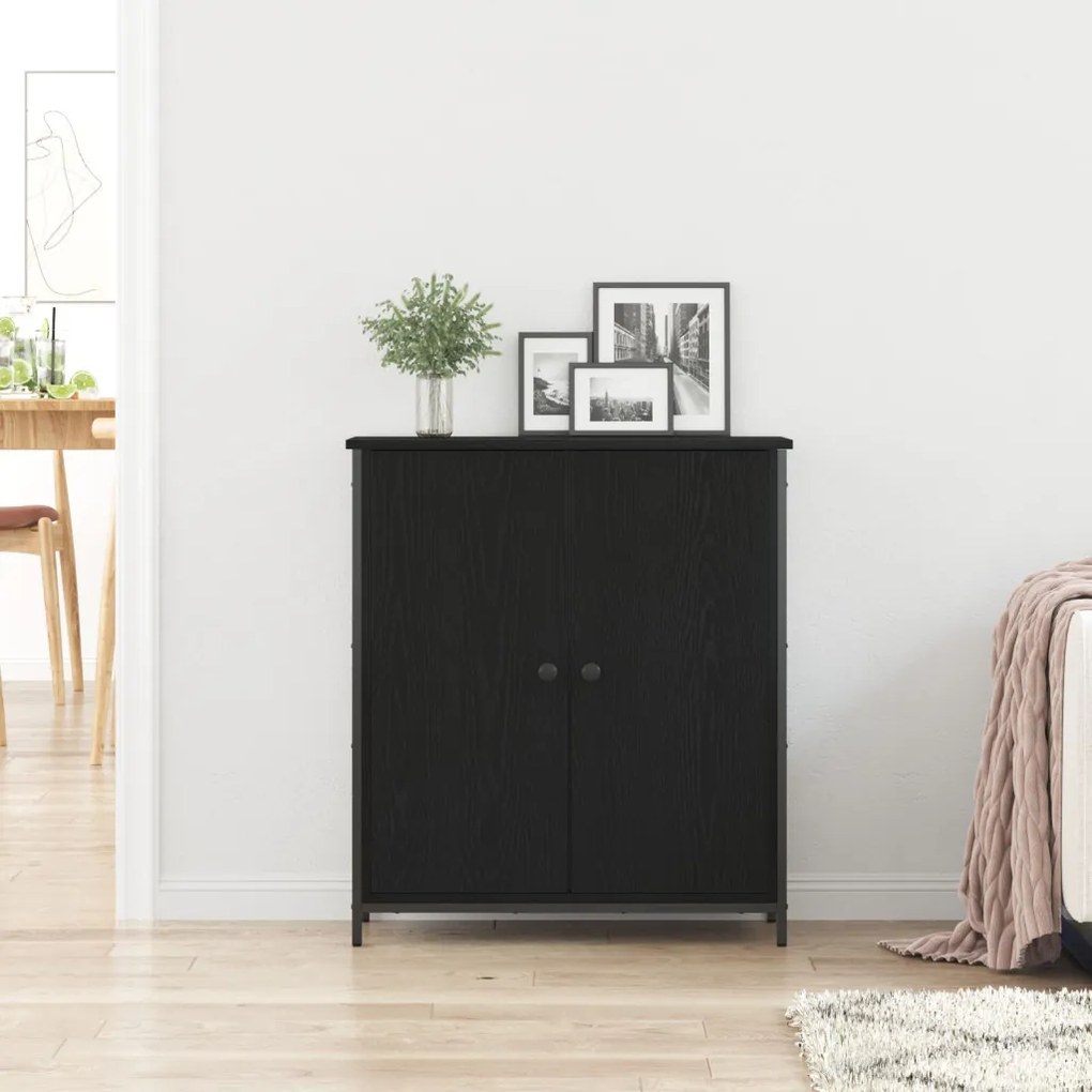 Fekete tölgy 70x30x80 cm Szerelt fa és acél