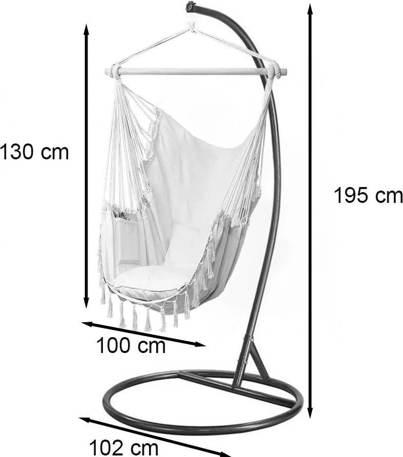 Puerto függőszék állvánnyal szürke-fekete