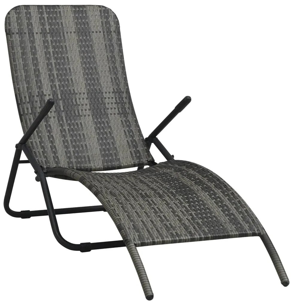 Szürke összecsukható polyrattan napozóágy