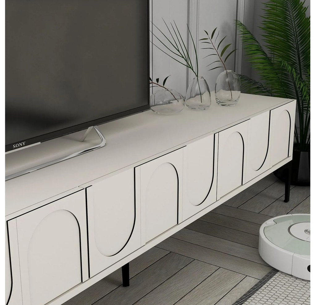 TV asztal/szekrény Bipemu 3 (krém + fekete) . 1095678