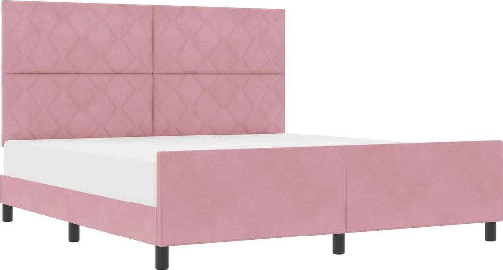vidaXL Boxrugós ágy fejtámlával Rózsaszín 180 x 200 cm Bársony