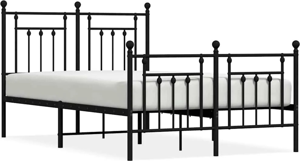 vidaXL fekete fém ágykeret fej- és lábtámlával 120 x 200 cm