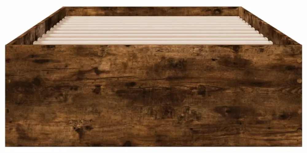 füstös tölgy színű szerelt fa ágykeret fiókokkal 75x190 cm
