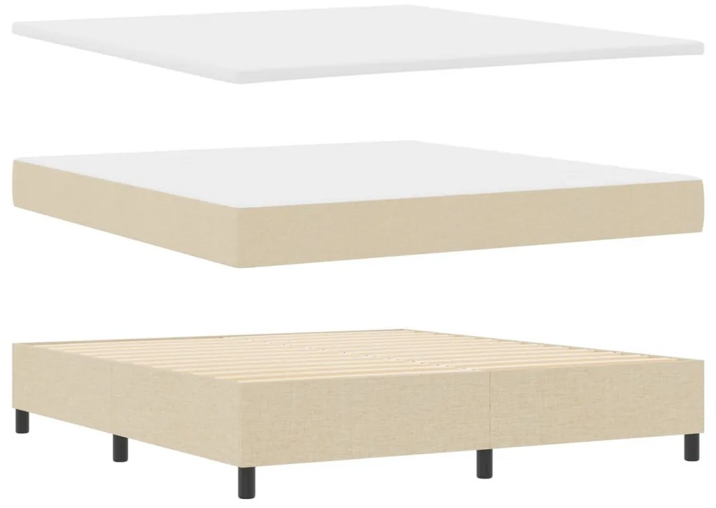 Box spring ágy matraccal és pad támasszal Krém 180x200 cm Szövet