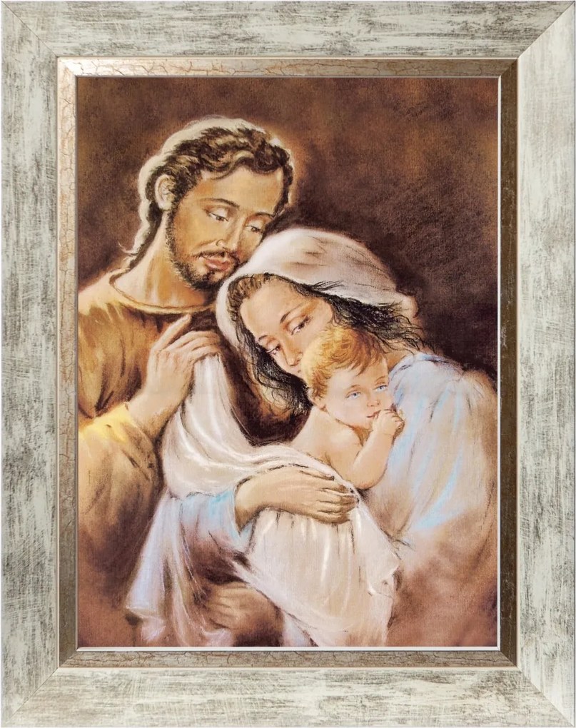 Szent Család Vallásos Kép Fehér Díszkeretben 30X40