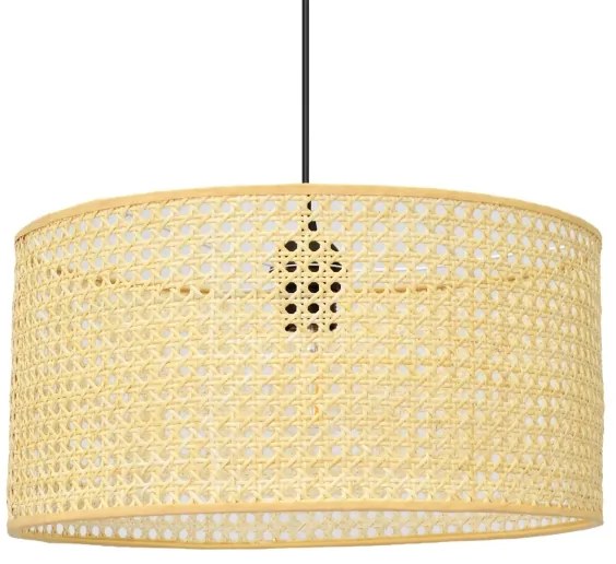 Csillár zsinóron ALBA 1xE27/15W/230V á. 40 cm rattan/fekete