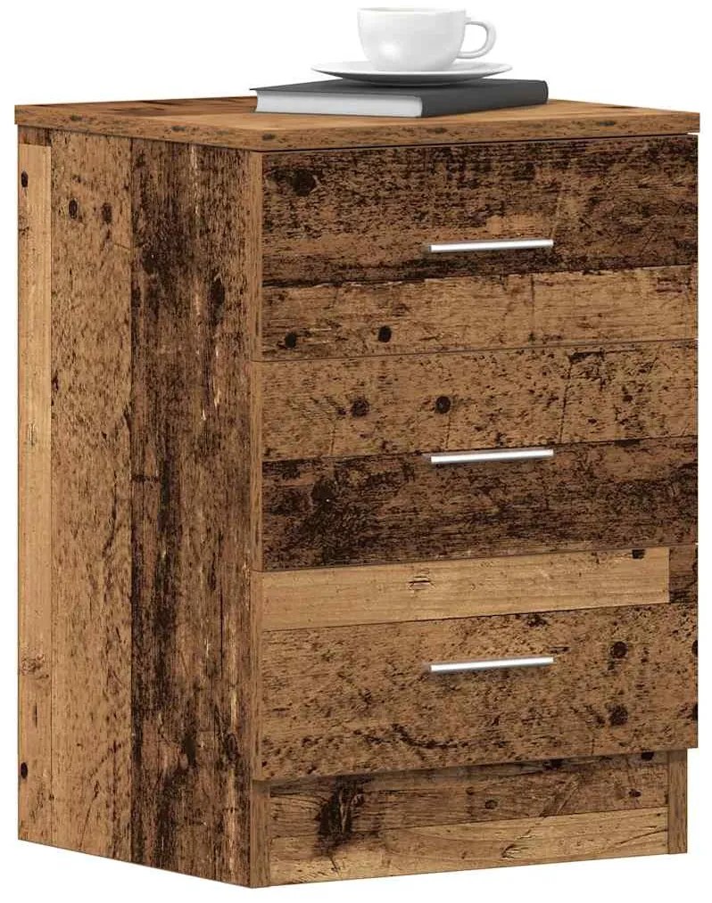 2 db antik fa szerelt fa éjjeliszekrények 38x35x55 cm