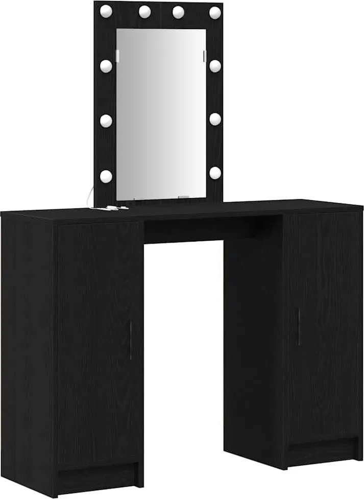 vidaXL Öltözködőasztal tárolóval Fekete 102 x 33 x 135 cm Faanyag
