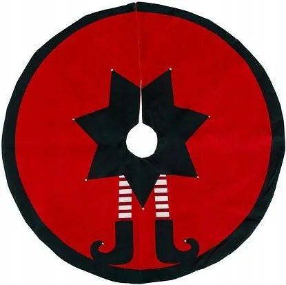 Karácsonyfaszőnyeg Manó 90 cm piros, fekete szegéllyel