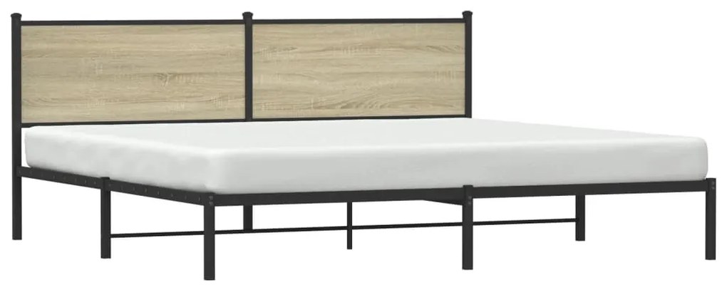 sonoma tölgy színű fém ágykeret matrac nélkül 200 x 200 cm