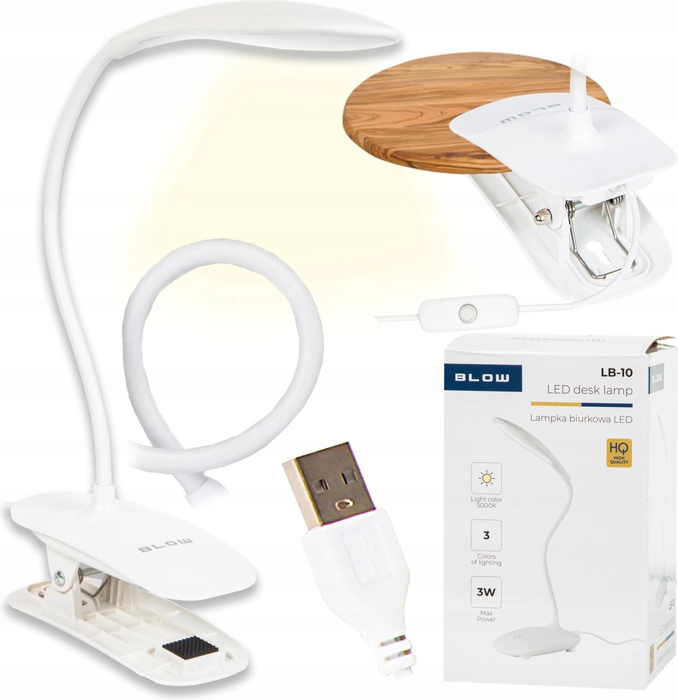 Asztali Éjjeli Olvasólámpa Hajlított Usb Led Klip Tartó