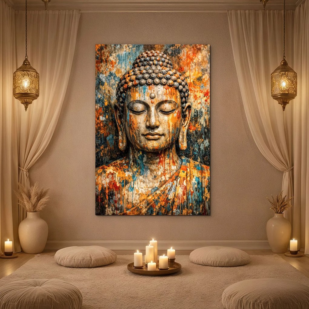 DUBLEZ | Fából készült falikép - Buddha színekben