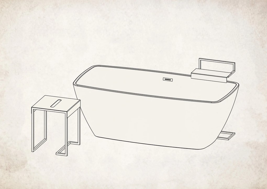 Deante Mokko kiegészítők, fürdőszobai zsámoly-asztal, fekete matt, ADM_N51T