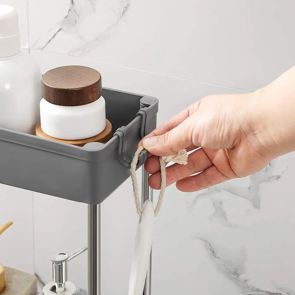 SLIM görgős polc, 4 szintes, 12,5x40x86cm, szürke SongmicsHome