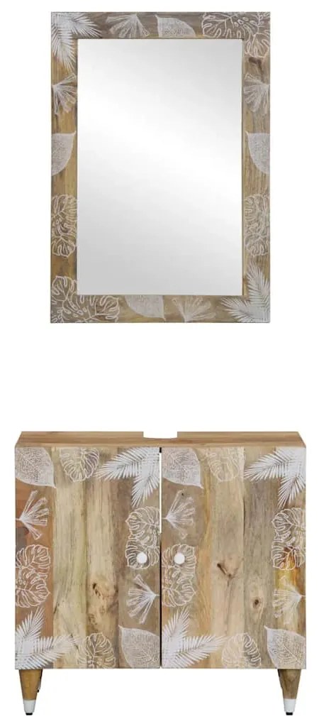 2 részes tömör mangófa fürdőszobai bútorszett