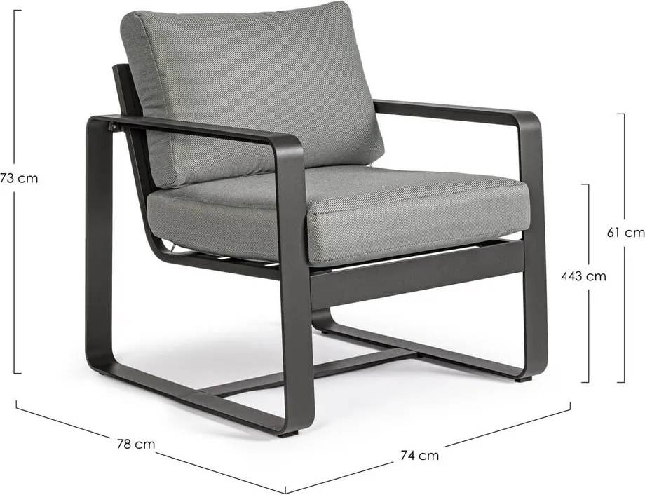 Szürke fém kerti fotel Merrigan – Bizzotto