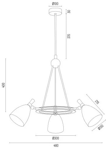 Argon 6148 - Csillár rúdon CHARLOTTE 3xE27/15W/230V fehér/arany