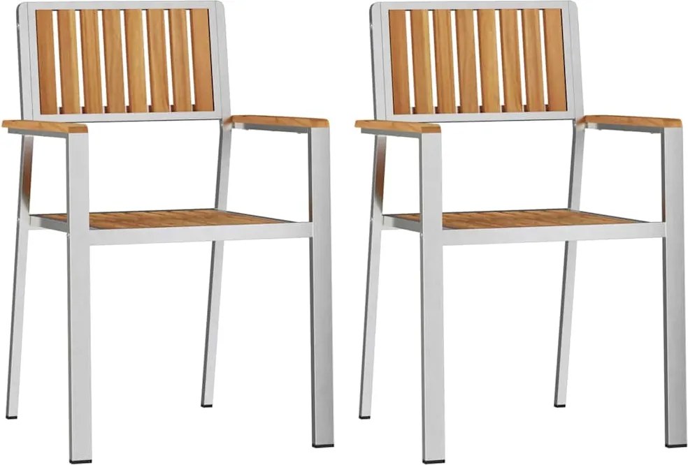 vidaXL Kerti Szék 2 pcs Barna 56 x 54,5 x 87 cm Tömör Teakfa