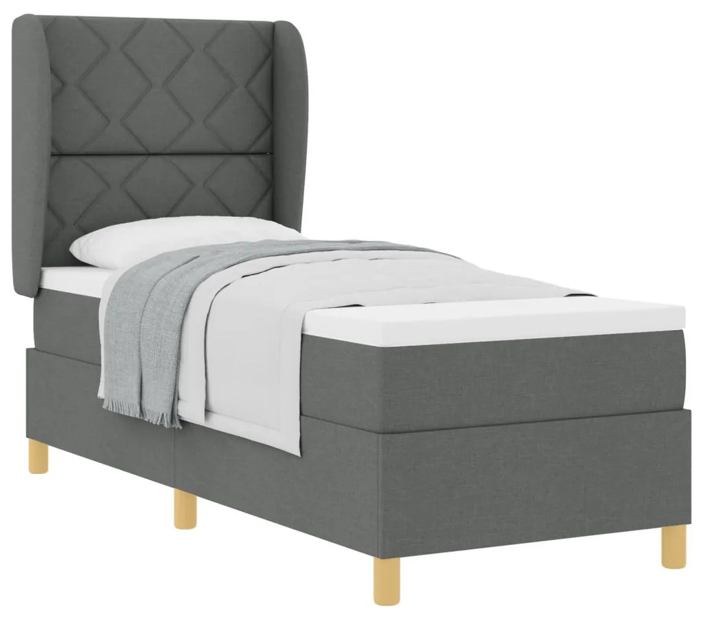 Boxspring Ágy Matracokkal Sötét Szürke 80x200 cm Szövet