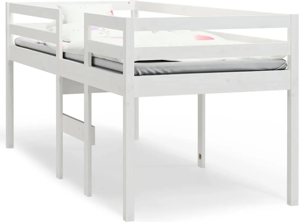 vidaXL fehér tömör fenyőfa magasított ágy 75x190 cm