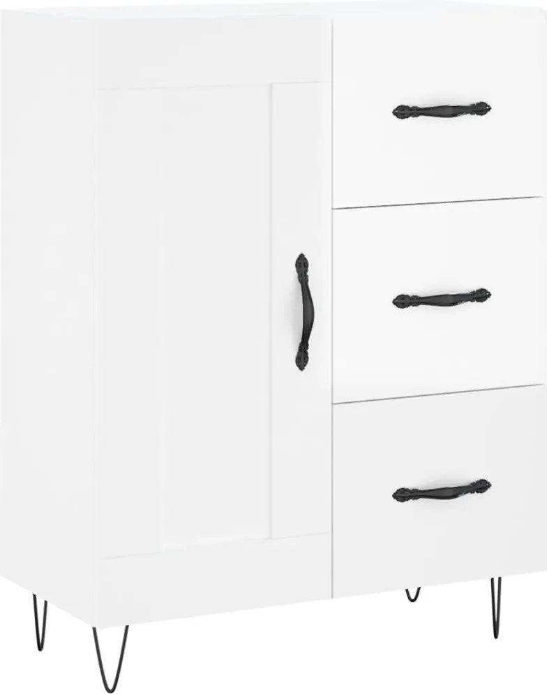 vidaXL magasfényű fehér szerelt fa tálalószekrény 69,5 x 34 x 90 cm