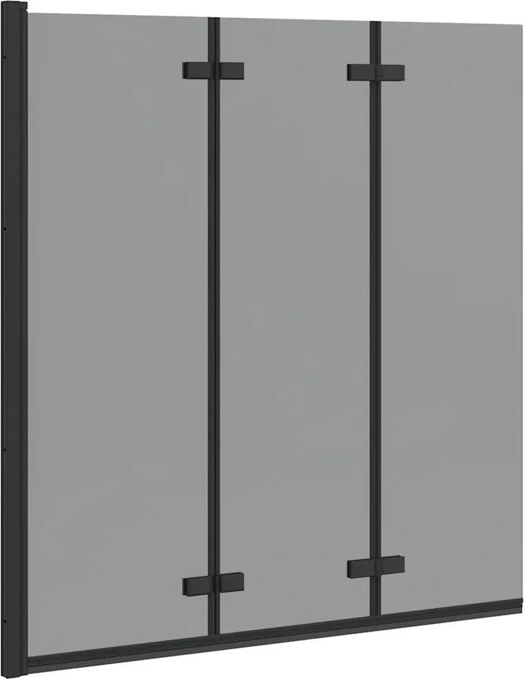 vidaXL Zuhanybeépítés Fekete 130 x 138 cm ESG üveg és alumínium