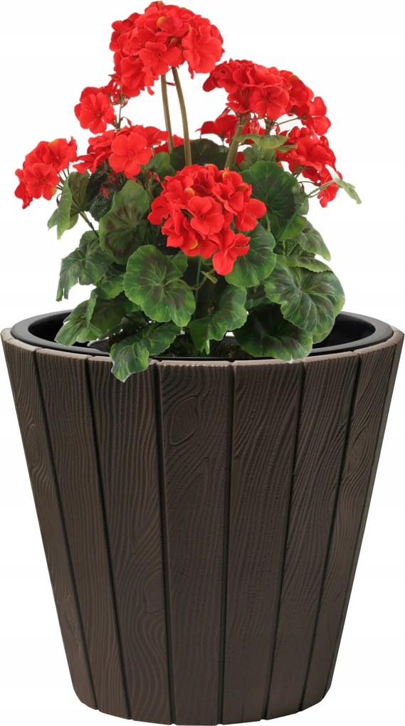 Kerek fa kaspó utánzat 21 L barna Ø 35 cm stílusos és strapabíró