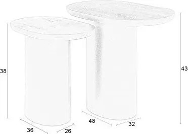 Tárolóasztal szett mangófa asztallappal 2 db-os 37x56 cm Bela – White Label