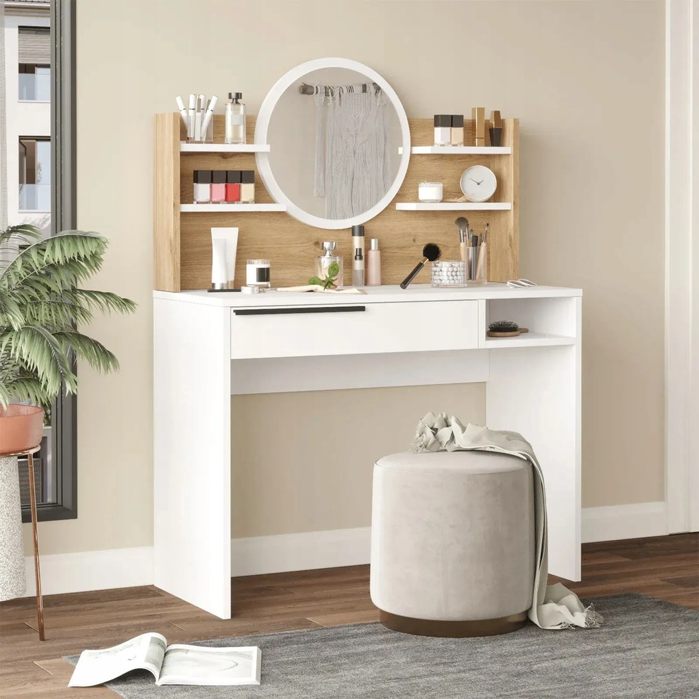 Fésülködőasztal Houseland Ainaly tölgy Castello/fehér