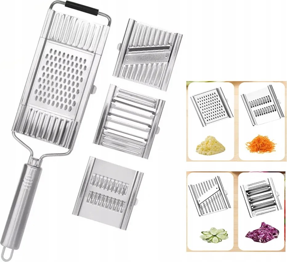 Multifunkciós zöldségszeletelő, hámozó, rozsdamentes acél reszelő