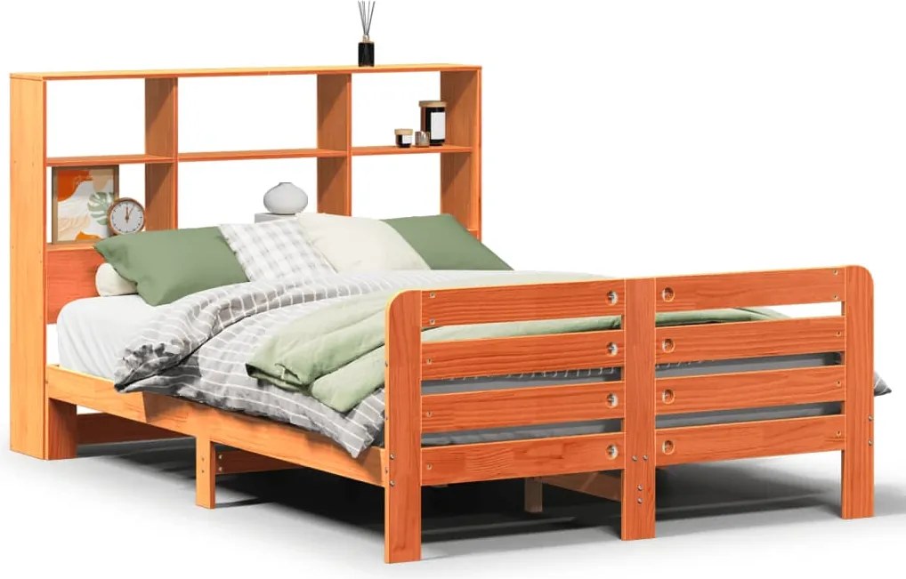 vidaXL viaszbarna tömör fenyőfa ágy matrac nélkül 120 x 190 cm