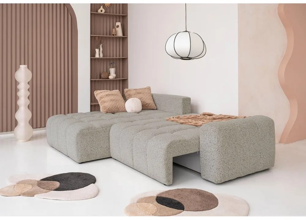 Világosbarna kinyitható tárolóhelyes moduláris sarokkanapé (bal oldali) Lulu – Miuform