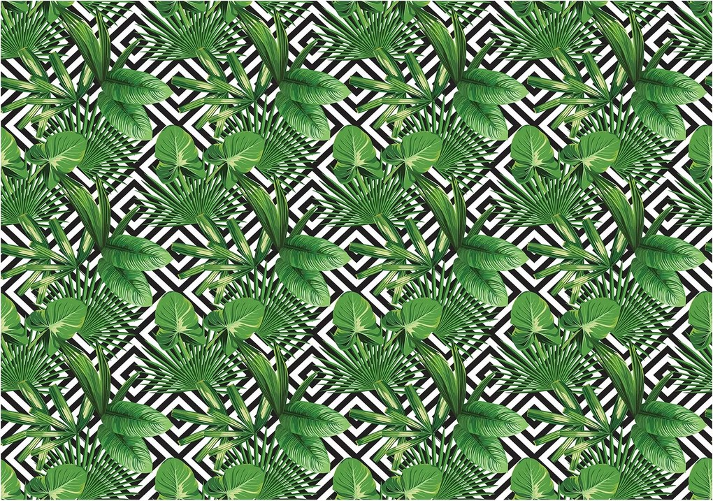 Fotótapéta Zöld levelek geometria rombusz vinil 460x300 +ragasztó