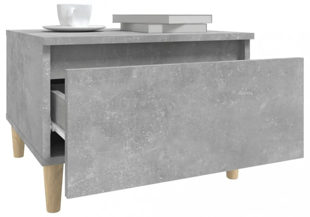 betonszürke szerelt fa dohányzóasztal 90x49x45 cm