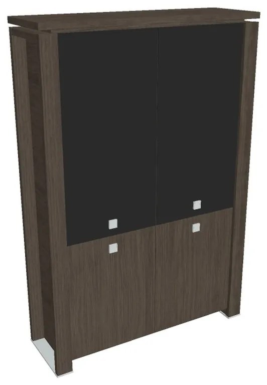 Verno+ magas szekrény 140 x 46 x 210 cm, kombinált ajtó, antracit tölgy / fekete