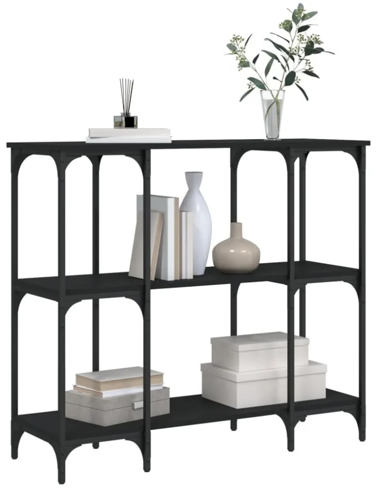 fekete szerelt fa tálalóasztal 102 x 35 x 90 cm