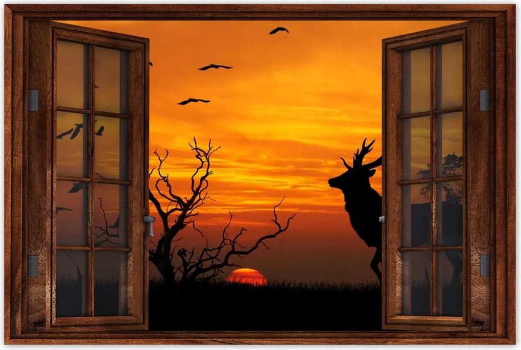 Poszterek 120x80 Szarvas és naplemente