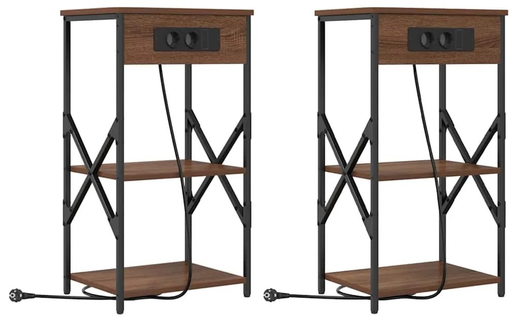 Éjjeli Szekrények 2 pcs barna tölgy 41 x 31 x 76 cm Faanyag