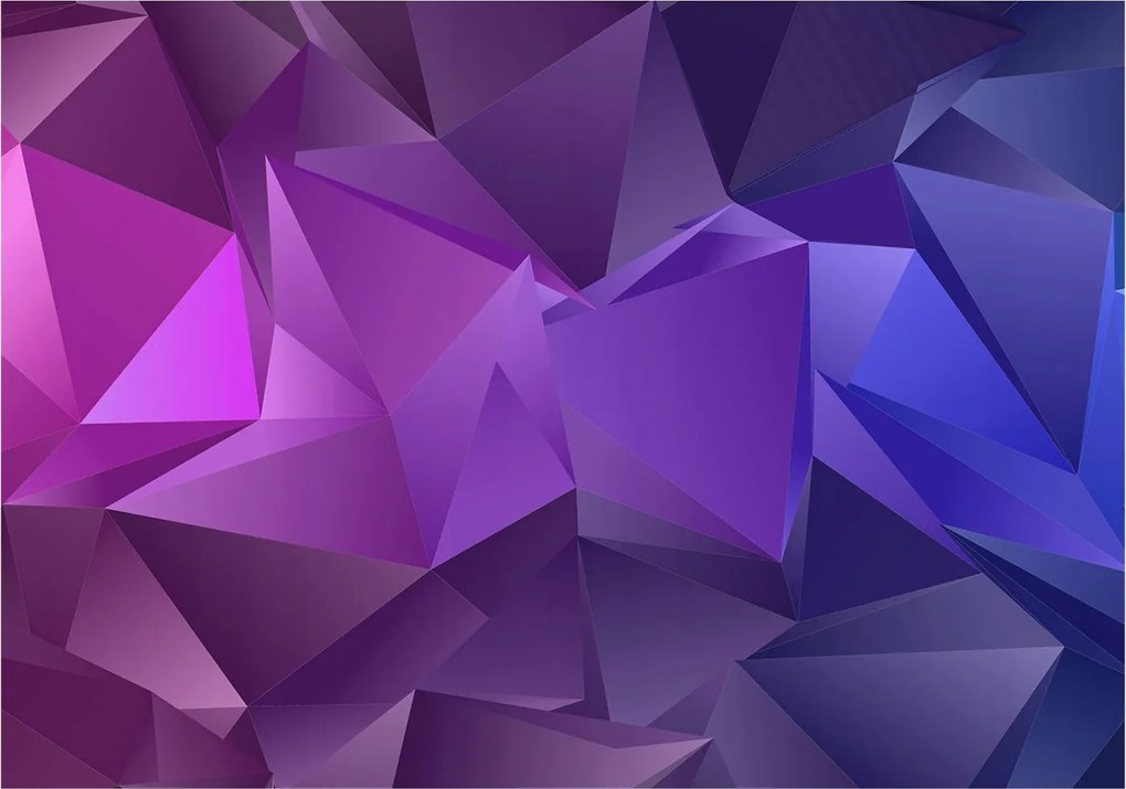 Divatos 3D Fali Tapéta Lila háromszögek 208x146 Ragasztóval