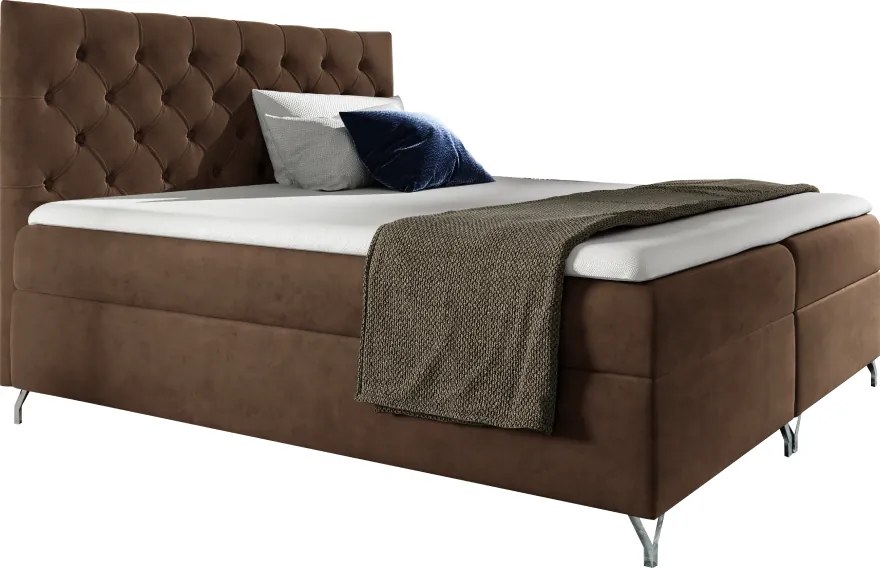 Boxspring ágy, 140x200, barna Velvet szövet, GULIETTE + ajándék