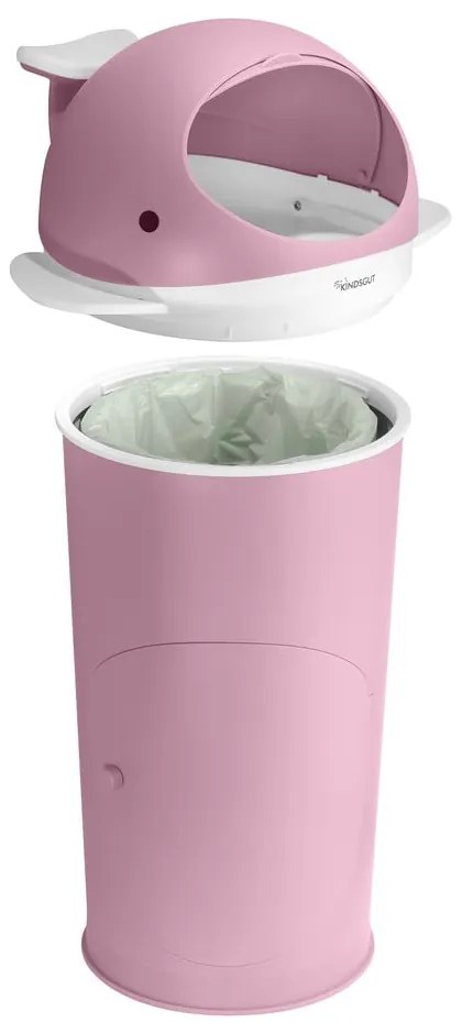 Rózsaszín műanyag szemetes pelenkákhoz 25 l Whale – Kindsgut