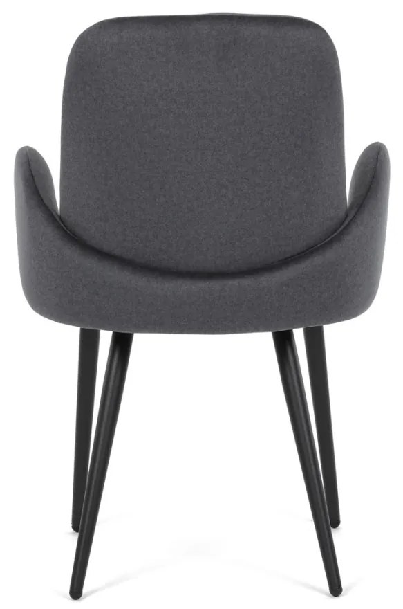 Scaun de sufragerie in stil industrial, tapiterie din stofă gri, picioare din metal, negru